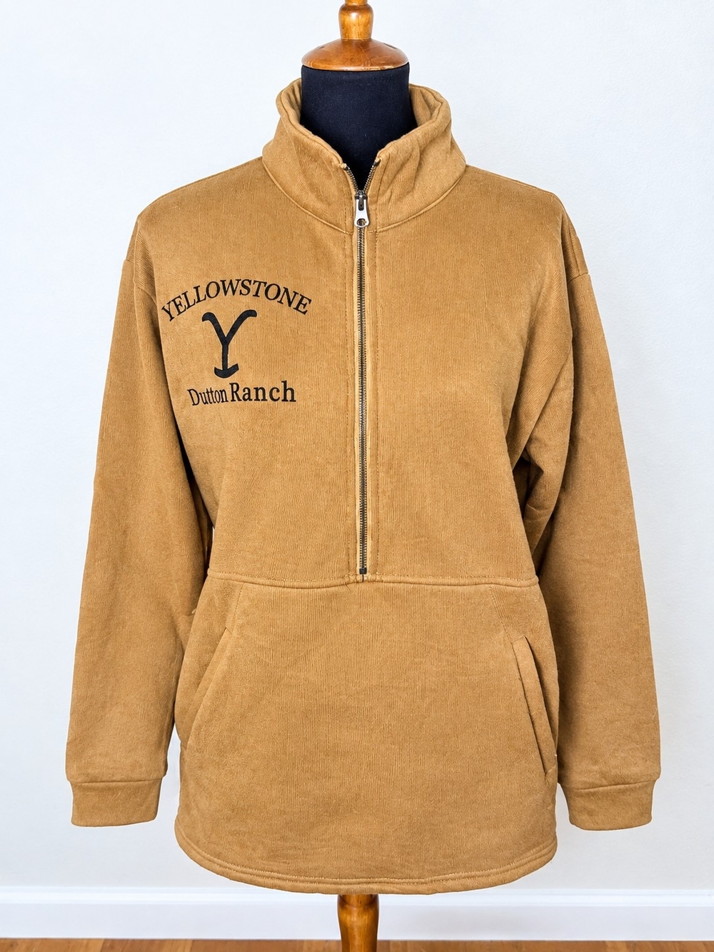 Dutton Ranch Women's Medium Half-Zip Sweater - Camel